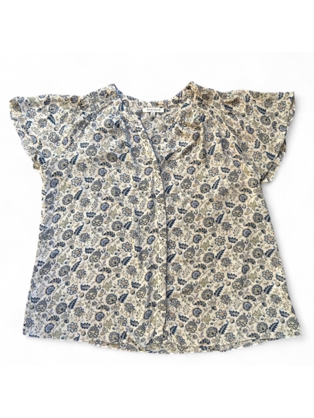 Rose & Olive Floral Blouse 2X Smocked Plus Size Boho Top Lightweight Spring Chic